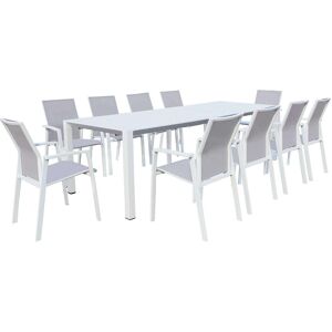 Milani Home Set tavolo e sedie da giardino per esterno in alluminio cm 100 x 51,50/104/156/ Bianco x x cm