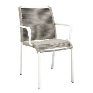 Milani Home Poltrona Da Giardino In Alluminio E Corda Impilabile Colore Bianco,Grigio Bianco 55 x 87 x 60 cm