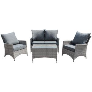 Milani Home Salotto Da Giardino Completo Di Cuscini Intreccio In Rattan Sintetico Grigio 124 x 82 x 77 cm