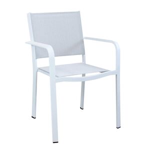 Milani Home Poltrona Impilabile In Alluminio Bianco Da Esterno Giardino, Per Ristorante Agr Bianco 56 x 84.5 x 61 cm