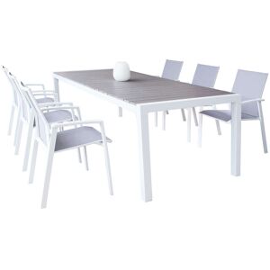 Milani Home Set tavolo e sedie da giardino per esterno in alluminio cm 162/242x100x74 h con Bianco x x cm