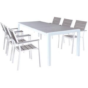 Milani Home Set tavolo e sedie da giardino per esterno in alluminio cm 162/242x100x74 h con Bianco x x cm