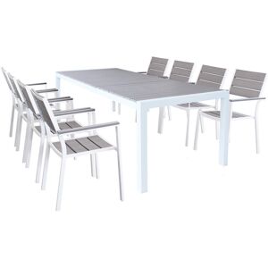 Milani Home Set tavolo e sedie da giardino per esterno in alluminio cm 162/242x100x74 h con Bianco x x cm