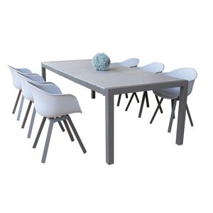 Milani Home Set tavolo e sedie da giardino per esterno in alluminio cm 162/242x100x74 h con Taupe x x cm