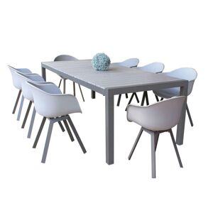 Milani Home Set tavolo e sedie da giardino per esterno in alluminio cm 162/242x100x74 h con Taupe x x cm