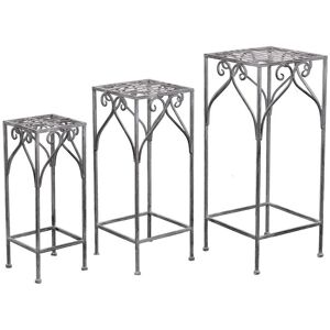 Milani Home Set Di 3 Fioriere In Ferro Per Interno Esterno Giardino Veranda Ristorante Bar Bianco ossidato 30 x 72 x 30 cm