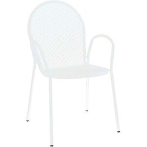 Milani Home Poltrona Impilabile In Ferro Bianco Per Esterno Giardino, Portico, Ristorante, Bianco 51 x 90 x 61 cm