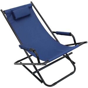 Milani Home Sdraio Pieghevole Dondolo Oxford Blu Per Campeggio Spiaggia Mare Piscina Giardi Blu 98 x 72 x 61 cm