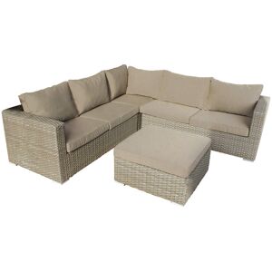 Milani Home Salotto Da Giardino Set Ad Angolo Set 2 Divani Marrone Con Cuscini Intreccio In Marrone 170 x 70 x 90 cm