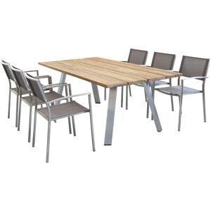 Milani Home Set Tavolo E Sedie Da Giardino Per Esterno In Alluminio E Legno Resistente Di T Grigio x x cm