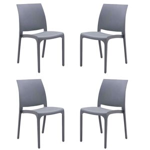 Milani Home set di 4 sedie poltrone da giardino in plastica design moderno colorata Grigio Grigio chiaro 46 x 80 x 54 cm