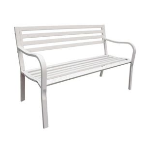 Milani Home Panchina 2 Posti In Ferro Bianco Per Esterno Giardino, Portico, Ristorante, Gel Bianco 128 x 56 x 80 cm