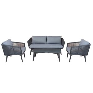 Milani Home Salotto Da Giardino Set In Alluminio 3 Posti Nero Per Esterno Portico Terrazzo Antracite 90 x 36 x 55 cm