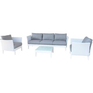 Milani Home Salotto Da Giardino Set In Alluminio 3 Posti Bianco Da Esterno Portico Terrazzo Bianco 213 x 44 x 73 cm