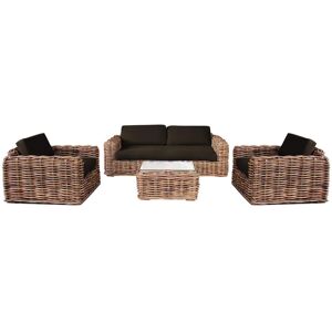 Milani Home Salotto Da Giardino Completo Di Cuscini Intreccio In Rattan Naturale Marrone 104 x 66 x 174 cm