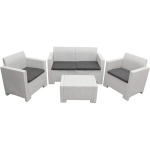 Milani Home Salotto Da Giardino Set 2 Posti Bianco Con Cuscini Intreccio In Rattan Sintetic Bianco 131 x 79 x 57 cm