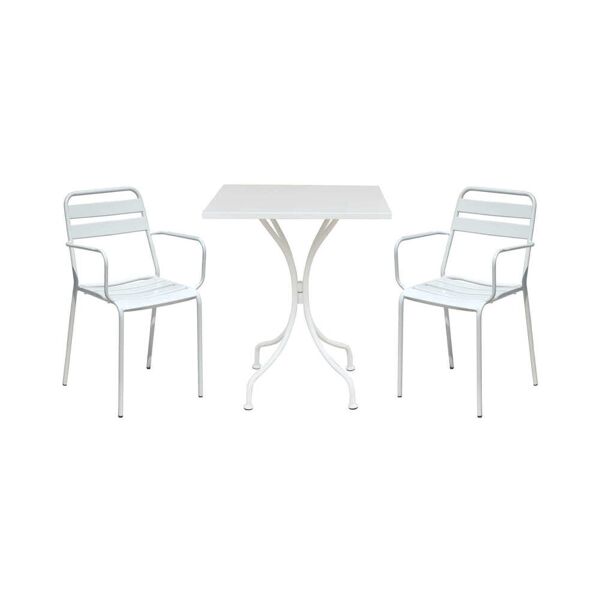 milani home romanus - set tavolo in metallo cm 60x60x72 h con 2 sedute