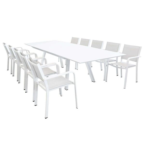 milani home splendor - set tavolo da giardino allungabile 200/300x110 compreso di 10 poltrone in alluminio