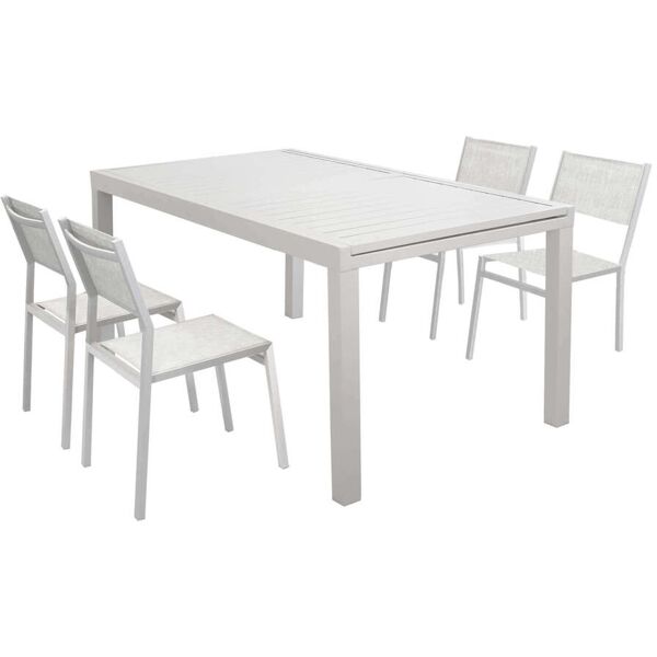 milani home dexter - set tavolo giardino rettangolare allungabile 160/240x90 con 4 sedie in alluminio e textilene tortora da esterno