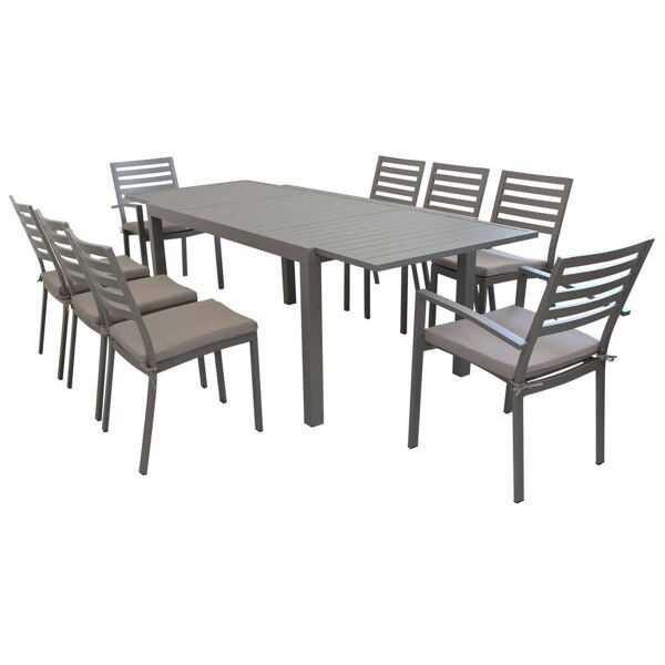 milani home dexter - set tavolo da giardino allungabile 160/240x90 compreso di 6 sedie e 2 poltrone in alluminio