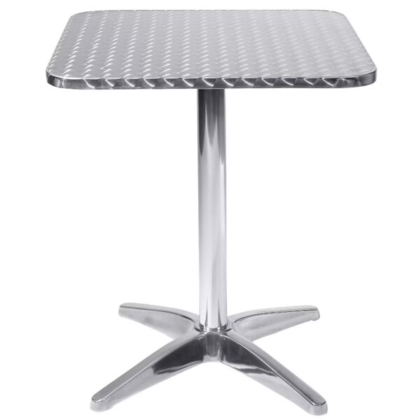 milani home tavolo quadrato a colonna in acciaio e alluminio waterproof 60x60