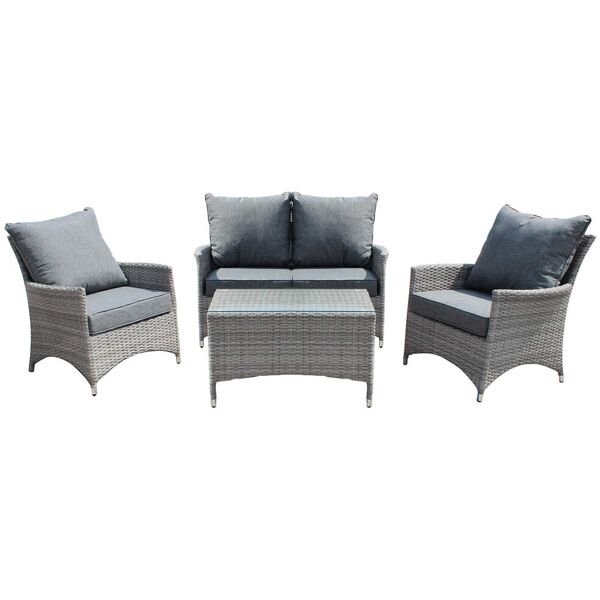 milani home salotto da giardino completo di cuscini intreccio in rattan sintetico grigio 124 x 82 x 77 cm