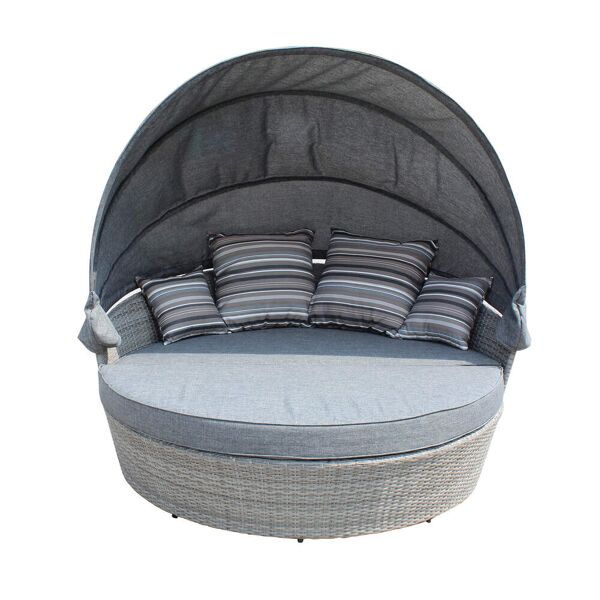 milani home divano da giardino circolare completo di cuscino intreccio in rattan sintetico grigio x 80 x cm