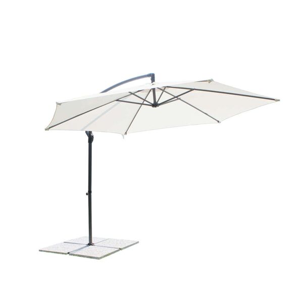 milani home ombrellone da giardino diametro 3 palo laterale per esterno, ristorante gelater bianco 300 x 250 x 300 cm