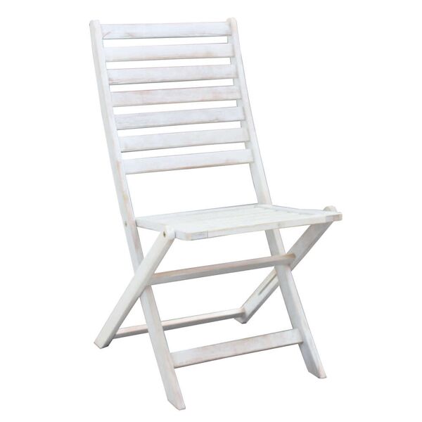 milani home sedia in legno di acacia bianca per esterno giardino portico ristorante bar hot bianco 46 x 91 x 57 cm