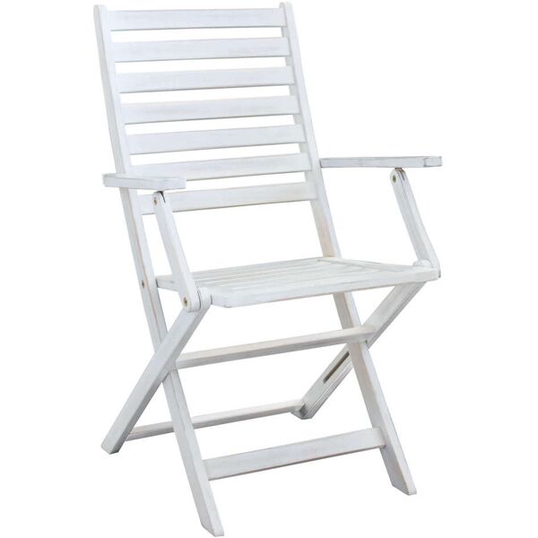 milani home poltrona in legno di acacia bianca per esterno giardino portico ristorante bar bianco 55 x 91 x 57 cm