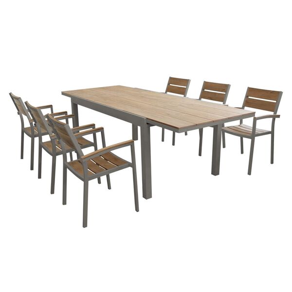 milani home set tavolo e sedie da giardino per esterno in alluminio e legno resistente di t taupe x x cm
