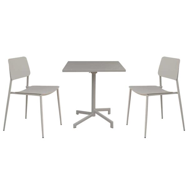 milani home set tavolo in metallo cm 70 x 70 x 73 h con 2 sedie da giardino per esterno col tortora x x cm