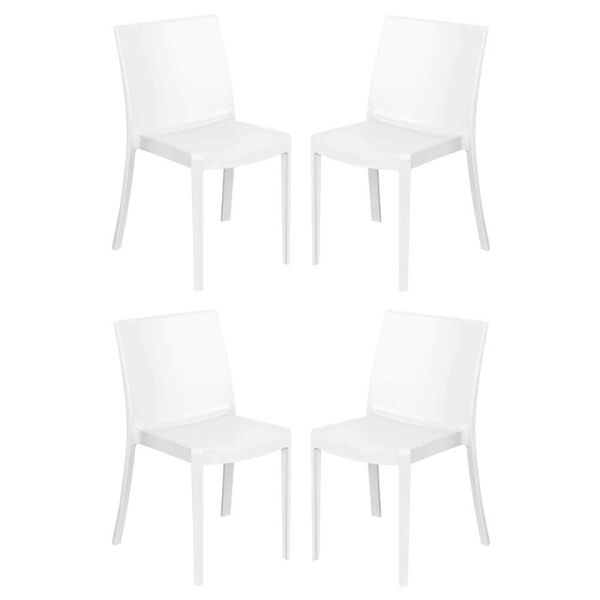 milani home set di 4 sedie impilabili in plastica taupe polipropilene per giardino portico bianco 55 x 82 x 47 cm