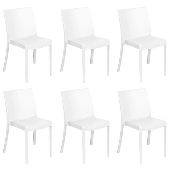 milani home set di 6 sedie impilabili in plastica taupe polipropilene per giardino portico bianco 55 x 82 x 47 cm