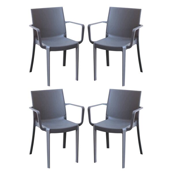 milani home set di 4 sedie impilabili in plastica taupe polipropilene per giardino portico taupe 55 x 82 x 58 cm