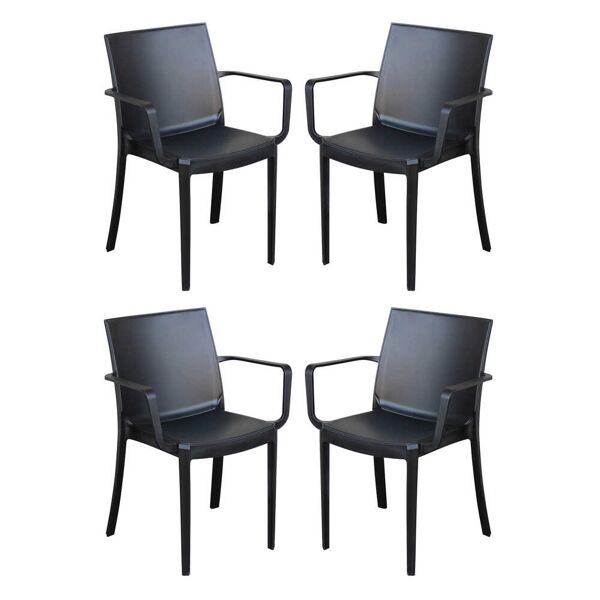 milani home set di 4 sedie impilabili in plastica taupe polipropilene per giardino portico antracite 55 x 82 x 58 cm