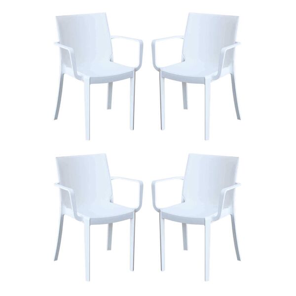milani home set di 4 sedie impilabili in plastica taupe polipropilene per giardino portico bianco 55 x 82 x 58 cm
