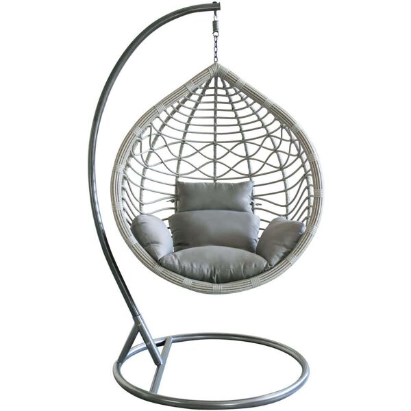 milani home sedia sospesa poltrona a dondolo intrecciato in rattan per casa e giardino con grigio 195 x 120 x 105 cm