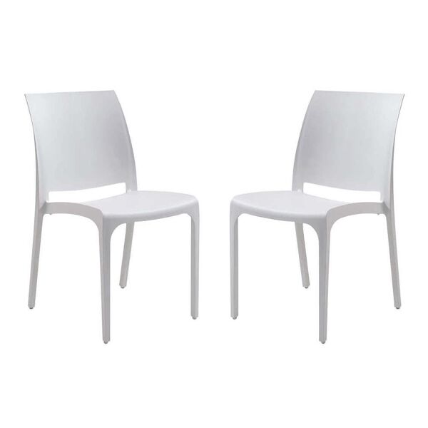 milani home set di 2 sedie poltrone da giardino in plastica design moderno colorata bianco bianco 46 x 80 x 54 cm
