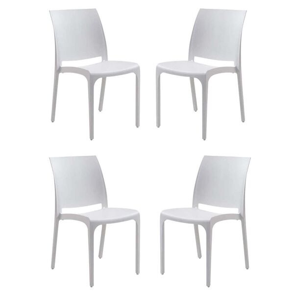 milani home set di 4 sedie poltrone da giardino in plastica design moderno colorata bianco bianco 46 x 80 x 54 cm