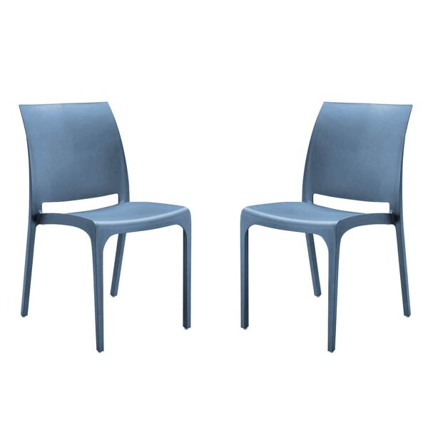 milani home set di 2 sedie poltrone da giardino in plastica design moderno colorata blu blu 46 x 80 x 54 cm