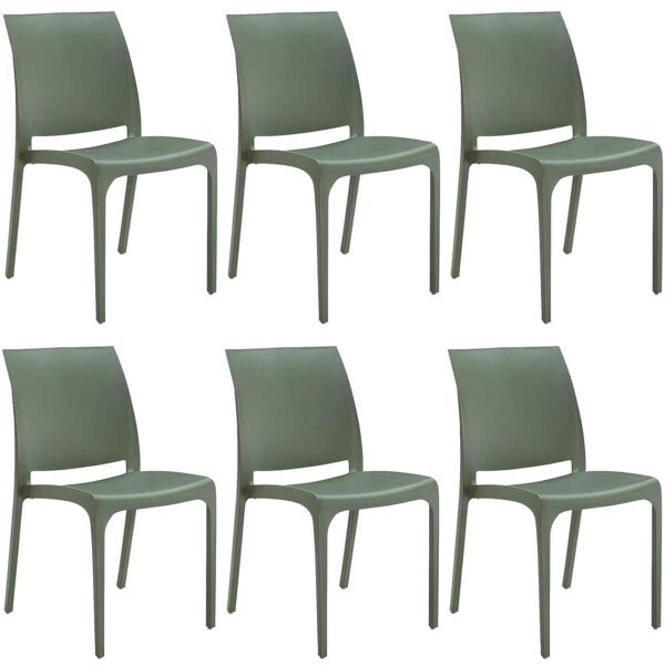 milani home set di 6 sedie poltrone da giardino in plastica design moderno colorata verde verde 46 x 80 x 54 cm
