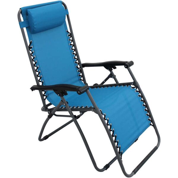 milani home sdraio pieghevole con struttura nera e textilene blu per campeggio spiaggia mar blu 88 x 110 x 65 cm