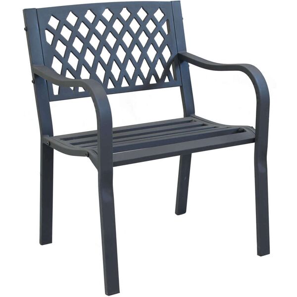 milani home poltrona in ferro nero per esterno giardino, portico, ristorante, gelateria bar antracite 60 x 56 x 83 cm