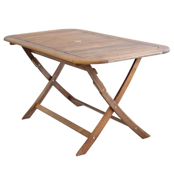 milani home tavolo rettangolare pieghevole in legno di acacia 150x80 per esterno giardino p marrone 150 x 74 x 80 cm
