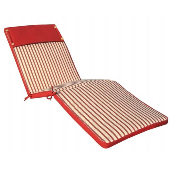 milani home cuscino lettino riga rossa con doppia cucitura per esterno idrorepellenti resis rosso 195 x 4 x 59 cm