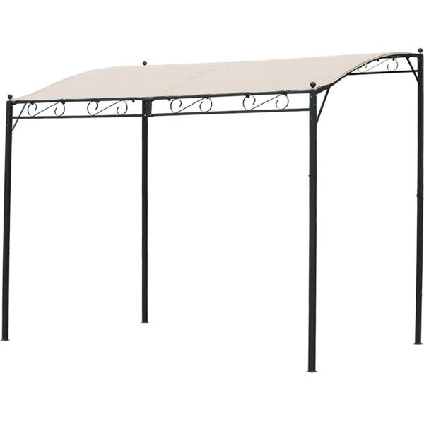 milani home gazebo pergola a parete 3x4 in metallo nero con telo beige per esterno e giardi antracite 300 x 400 x 400 cm