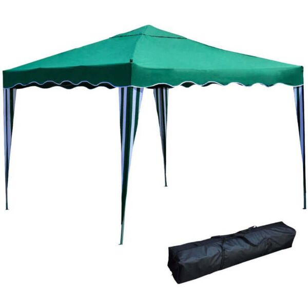 milani home gazebo pieghevole 3x3 in metallo telo verde chiudibile per mercati mercatini fe verde 300 x 250 x 300 cm