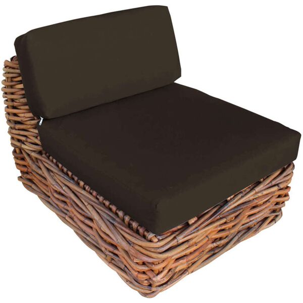 milani home poltrona da giardino completa di cuscino intreccio in rattan naturale marrone 105 x 65 x 87 cm