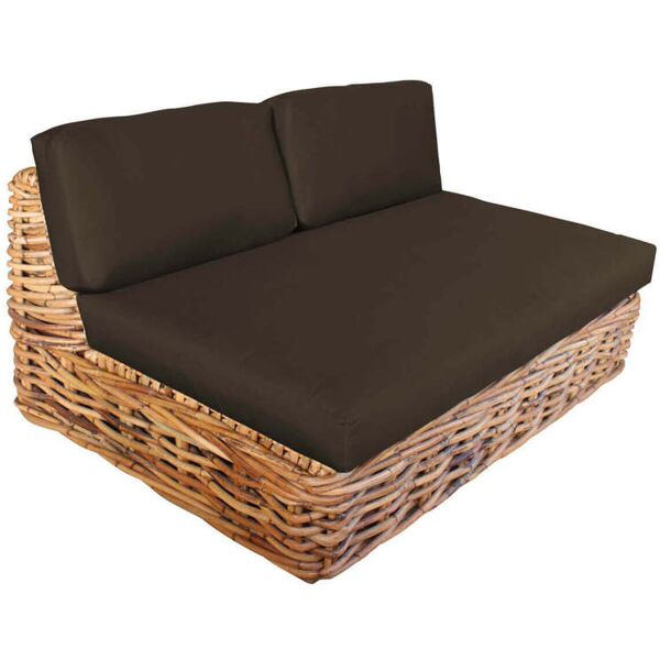 milani home divano da giardino componibile completo di cuscino intreccio in rattan naturale marrone 105 x 65 x 185 cm